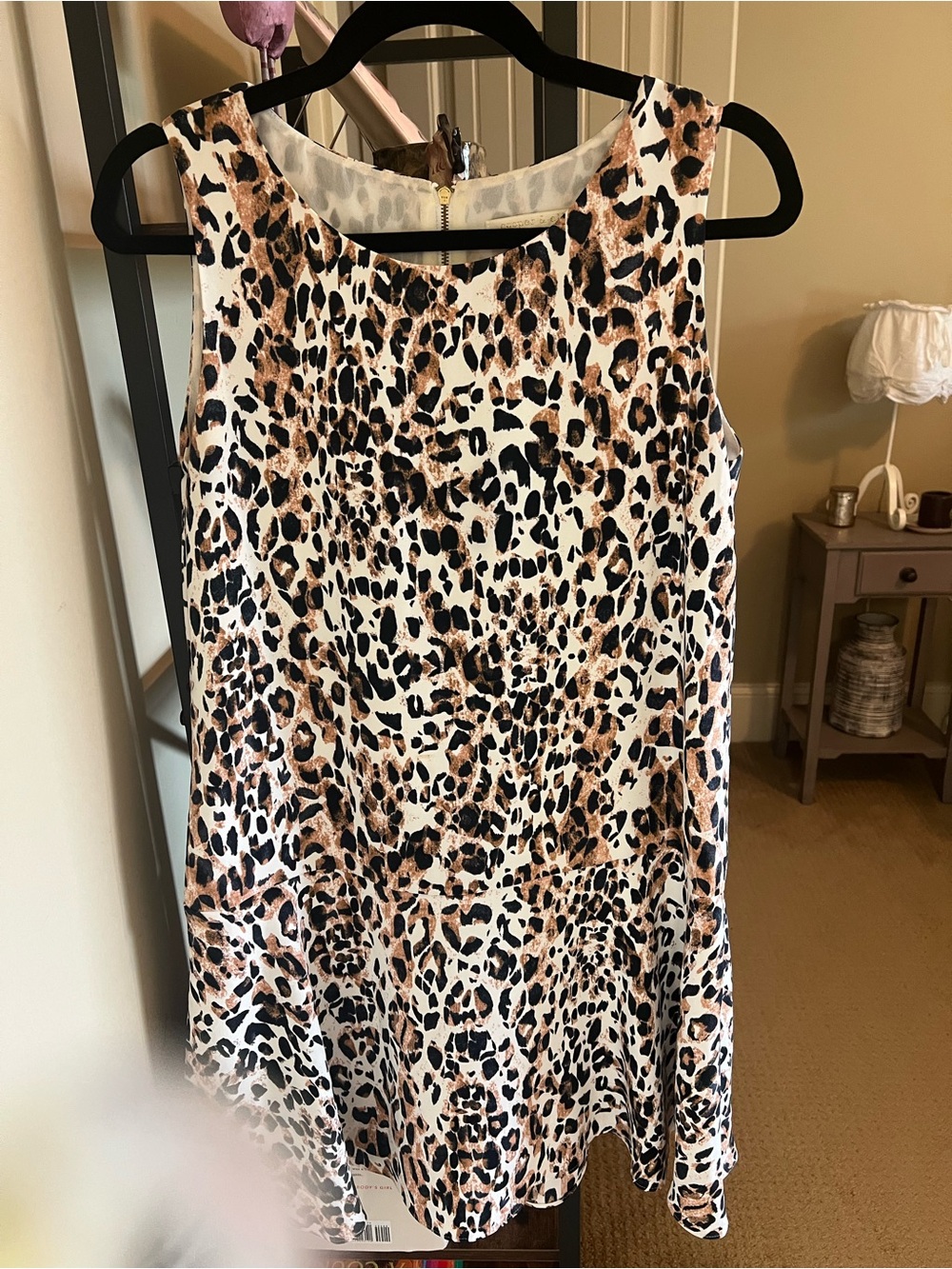 cooper & ella Ladies Leopard Print Sleeveless Dress - Black & Tan
